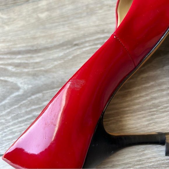 Tahari RIDDLE Red Patent  Leather Heels Open Square Toe Pumps - Picture 14 of 15